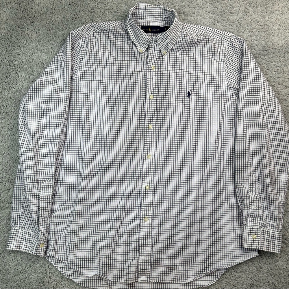 Ralph Lauren Shirt Mens XL Classic Button Up Tattersal Plaid Office Church Event